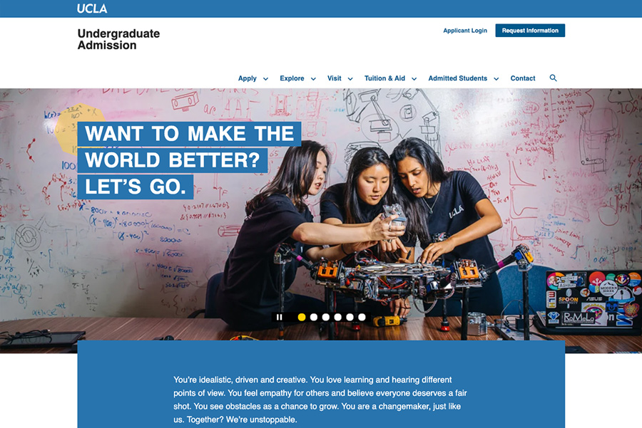 Page 1 UCLA Admissions page